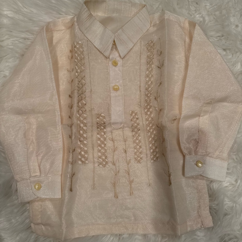 Elegant Cream Kids Shirt with Embroidery